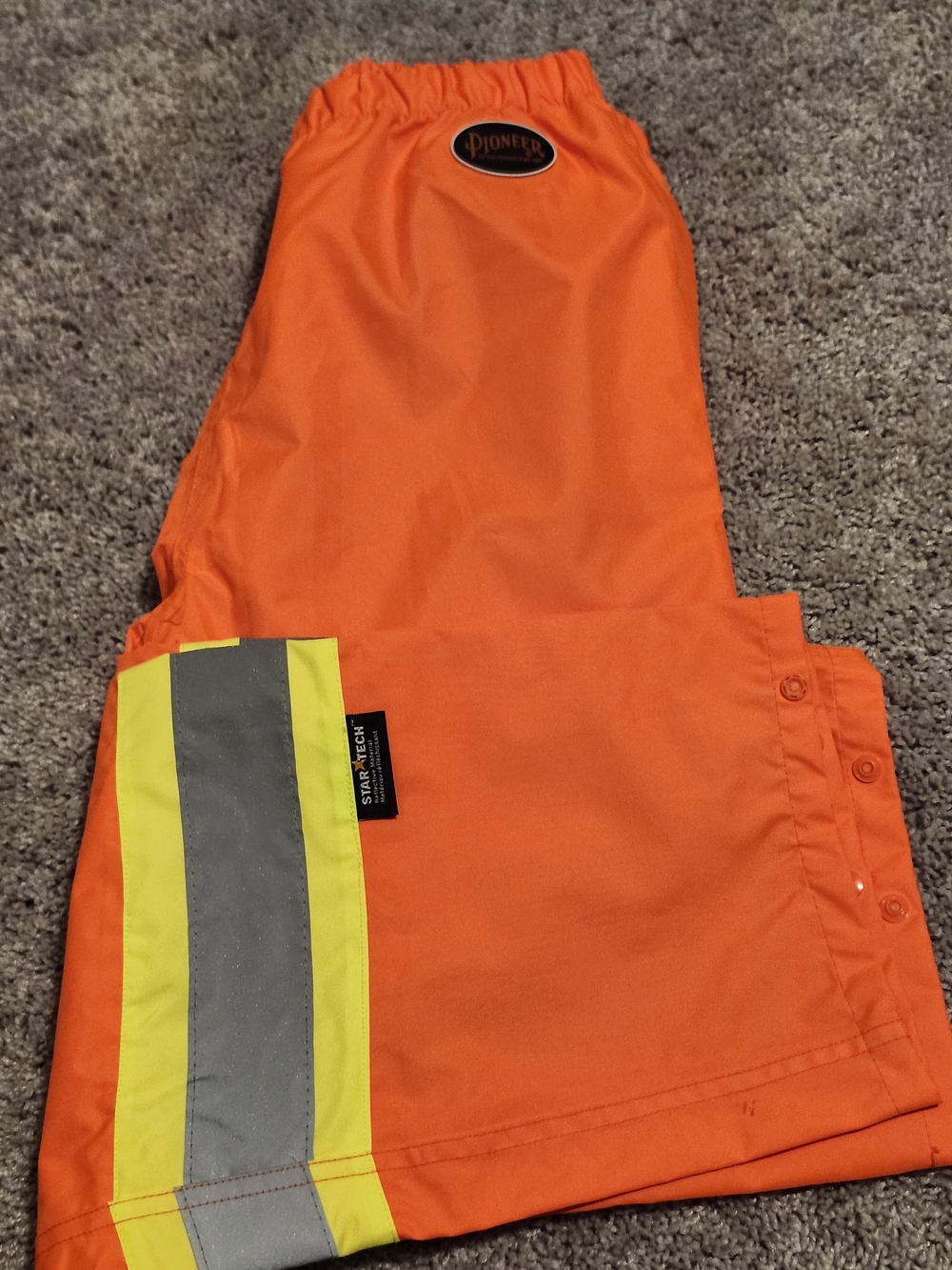 PIONEER Pants Safety Reflective Visibility Orange with Yellow Bands Medium